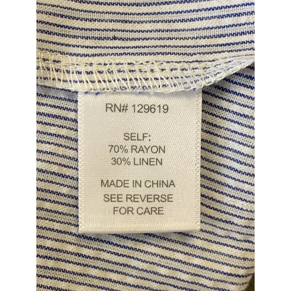 Allie Rose Women Medium Stripe Sleeveless Button Scoop Top Blouse Linen New - Picture 8 of 9